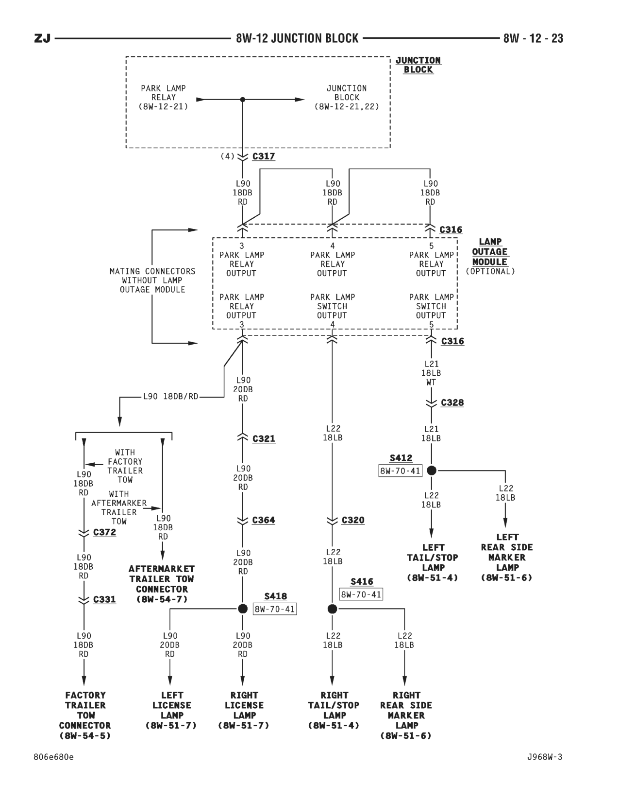 1996 Jeep Grand Cherokee ZJ Service Manual — page 538 wiring diagram