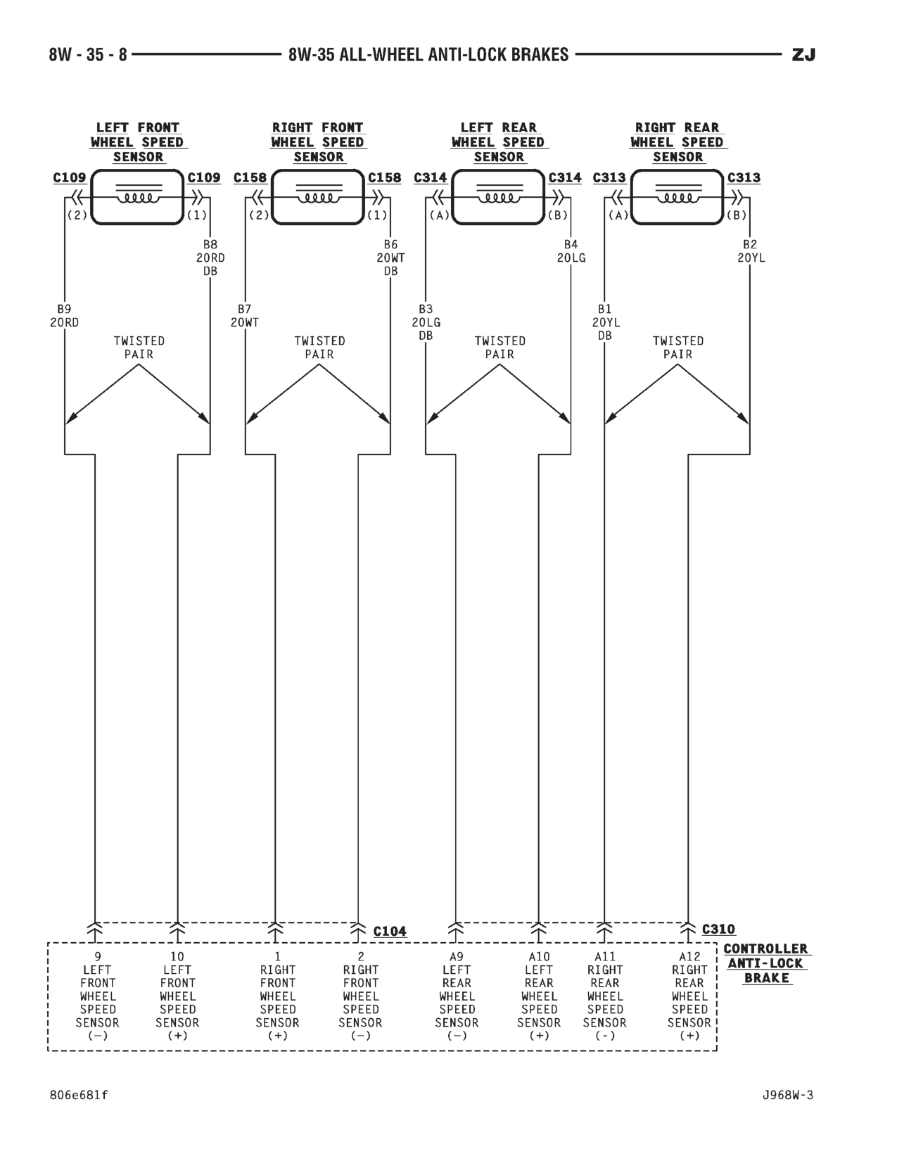 1996 Jeep Grand Cherokee ZJ Service Manual — page 605 wiring diagram