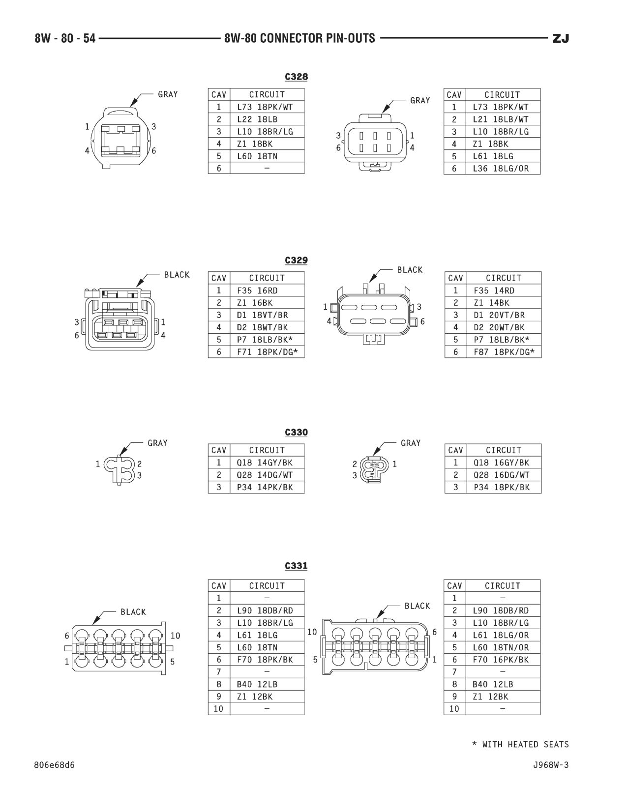 1996 Jeep Grand Cherokee ZJ Service Manual — page 889 wiring diagram