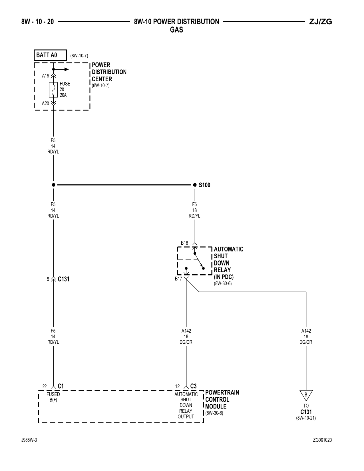 1998 Jeep Grand Cherokee ZJ Export Service Manual — page 588 wiring diagram