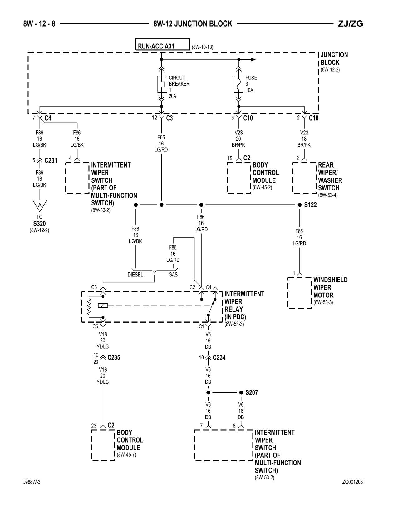 1998 Jeep Grand Cherokee ZJ Export Service Manual — page 600 wiring diagram