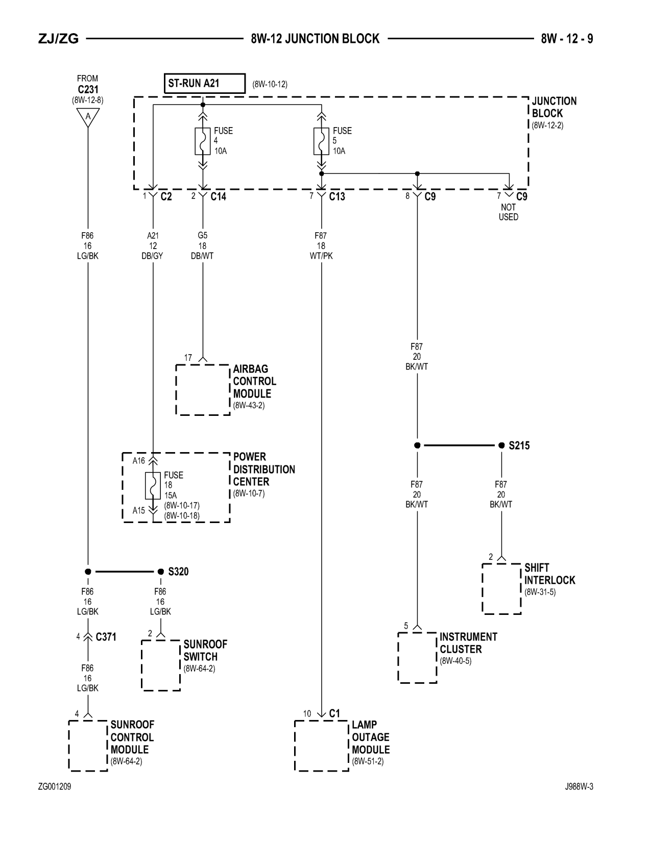 1998 Jeep Grand Cherokee ZJ Export Service Manual — page 601 wiring diagram