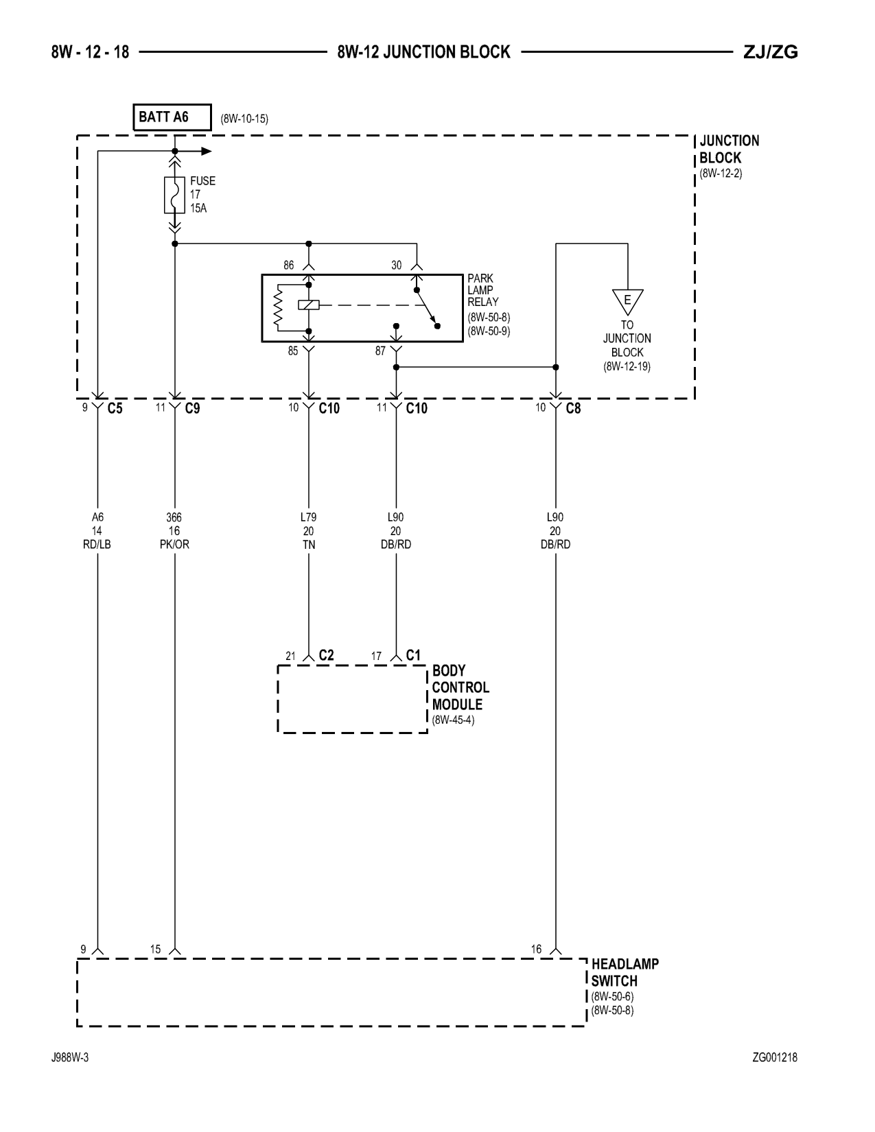 1998 Jeep Grand Cherokee ZJ Export Service Manual — page 610 wiring diagram