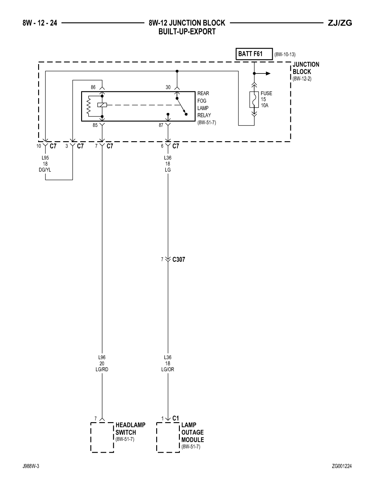 1998 Jeep Grand Cherokee ZJ Export Service Manual — page 616 wiring diagram