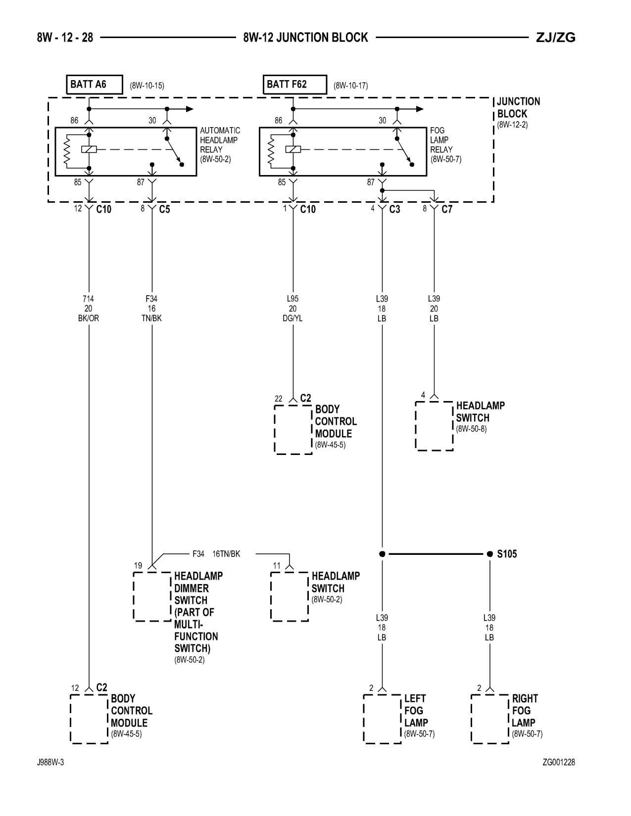 1998 Jeep Grand Cherokee ZJ Export Service Manual — page 620 wiring diagram