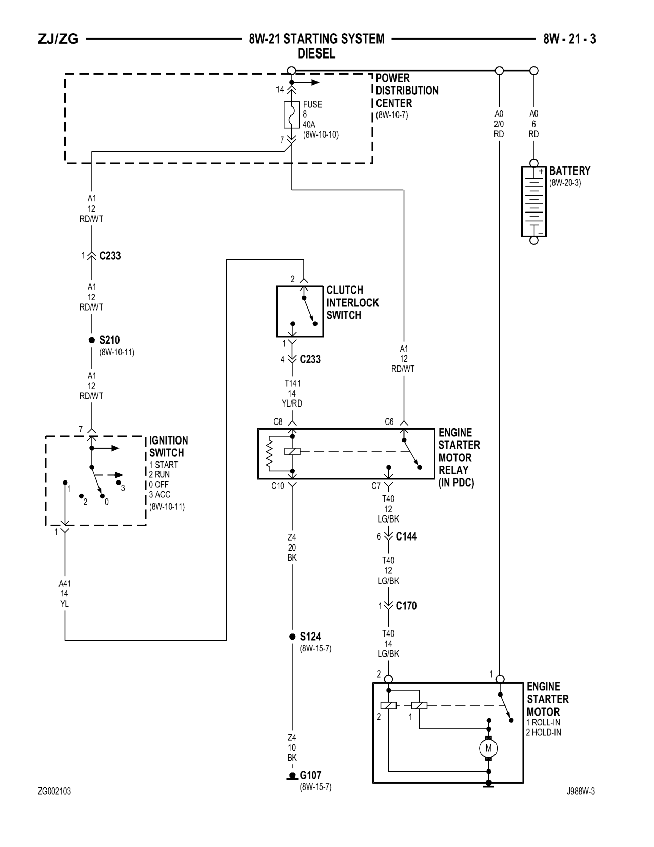1998 Jeep Grand Cherokee ZJ Export Service Manual — page 647 wiring diagram