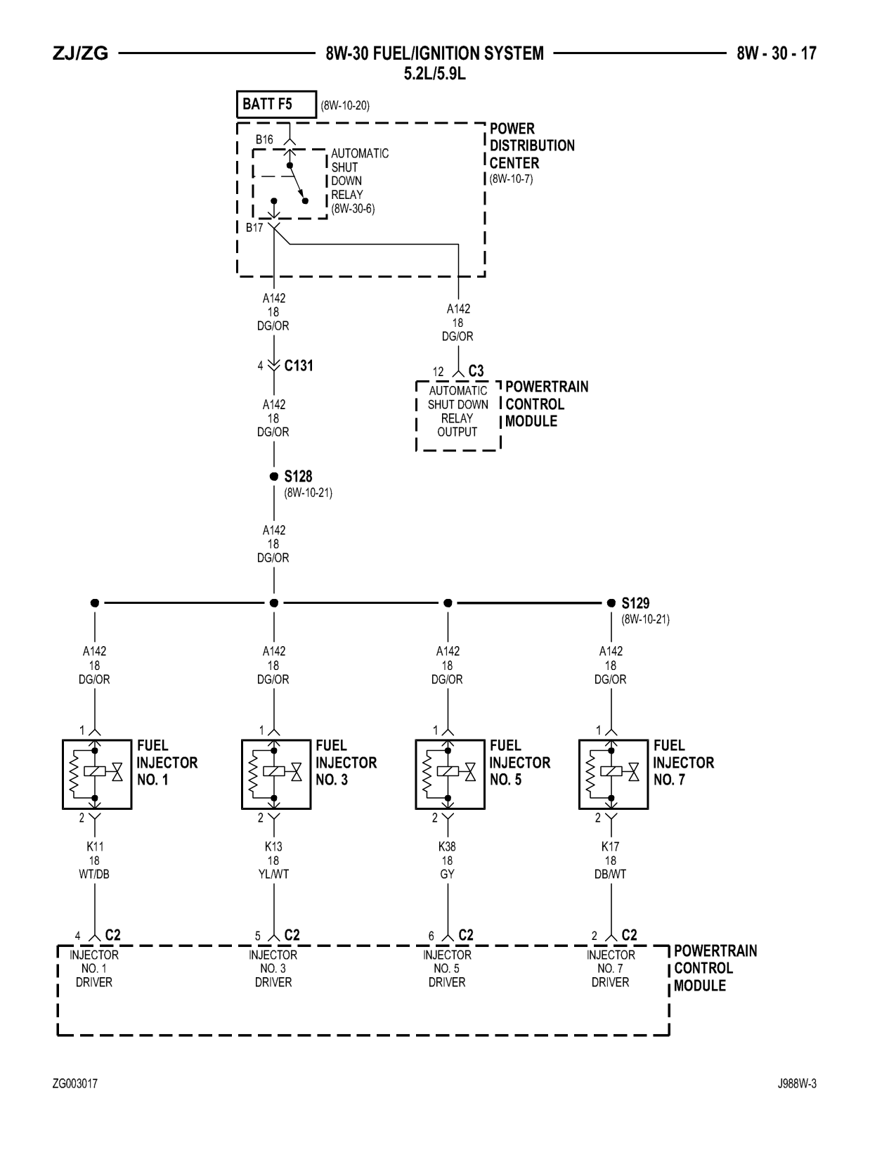 1998 Jeep Grand Cherokee ZJ Export Service Manual — page 665 wiring diagram