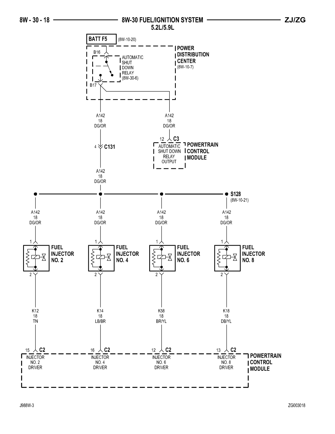 1998 Jeep Grand Cherokee ZJ Export Service Manual — page 666 wiring diagram