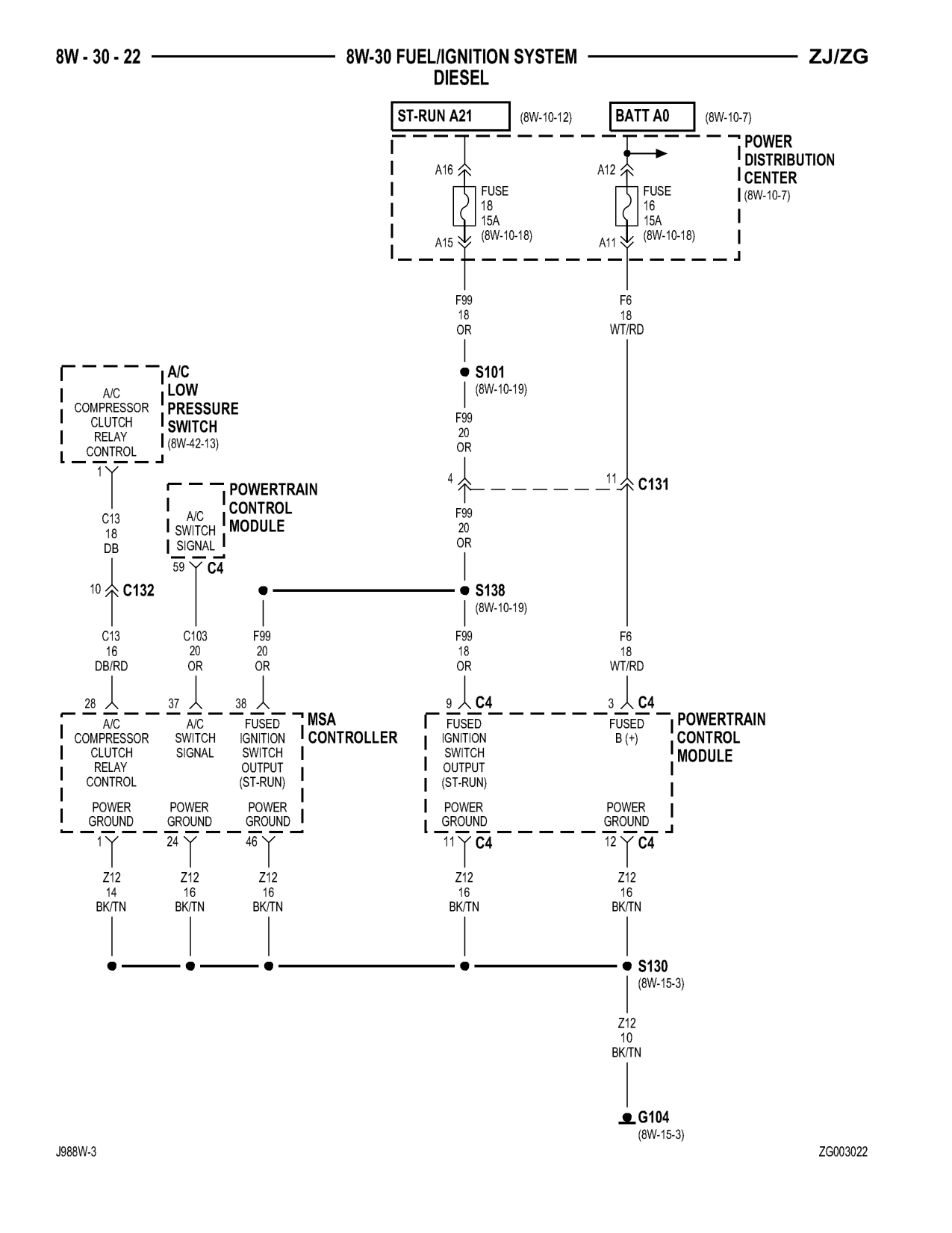 1998 Jeep Grand Cherokee ZJ Export Service Manual — page 670 wiring diagram