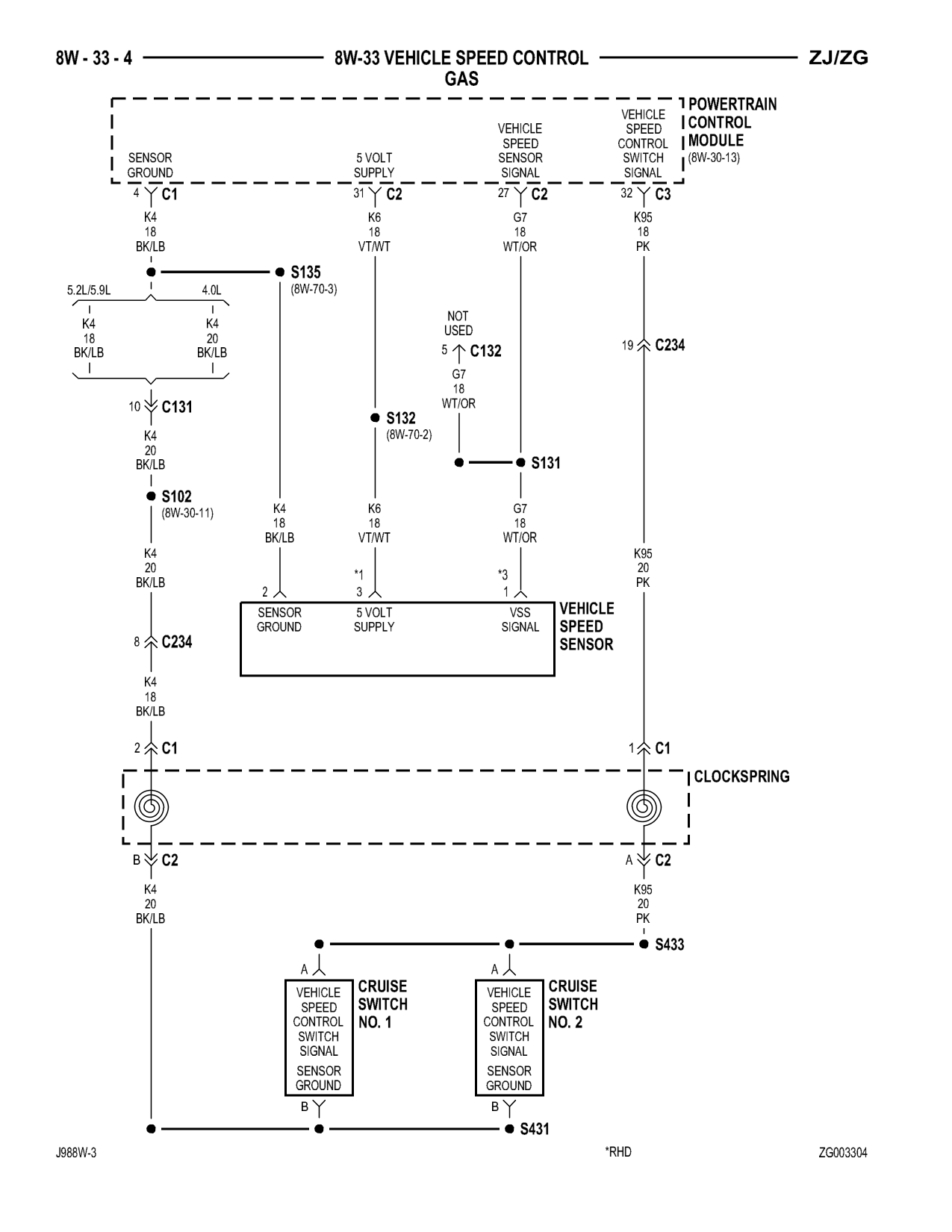 1998 Jeep Grand Cherokee ZJ Export Service Manual — page 690 wiring diagram