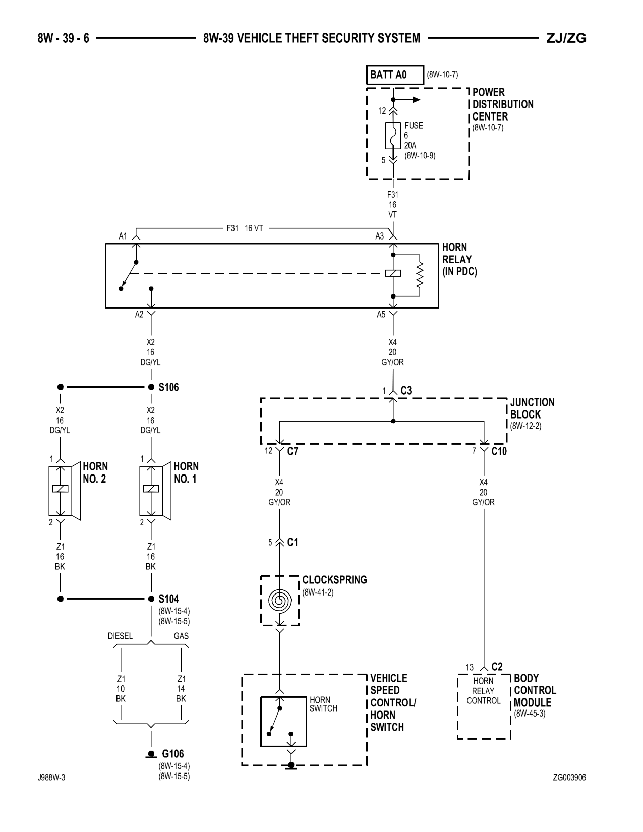 1998 Jeep Grand Cherokee ZJ Export Service Manual — page 702 wiring diagram