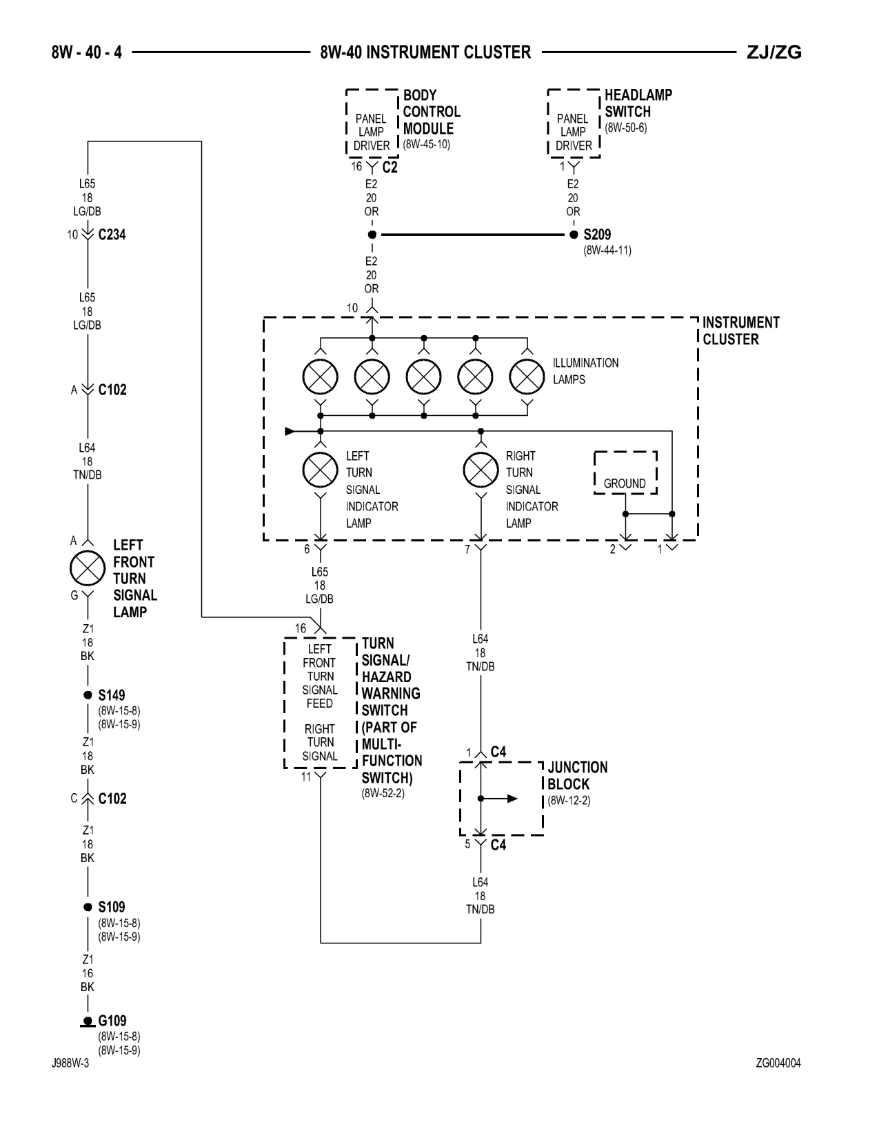 1998 Jeep Grand Cherokee ZJ Export Service Manual — page 706 wiring diagram