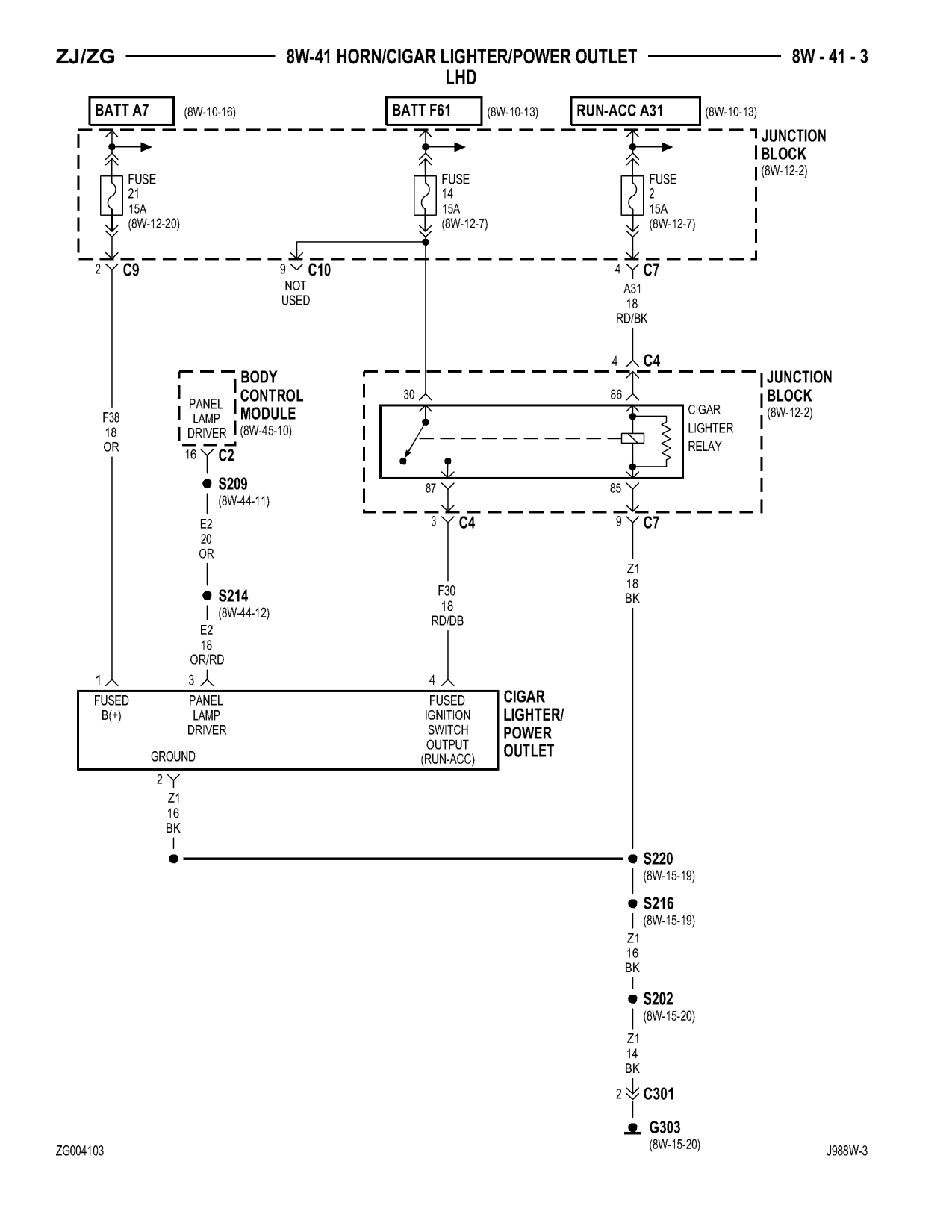 1998 Jeep Grand Cherokee ZJ Export Service Manual — page 711 wiring diagram