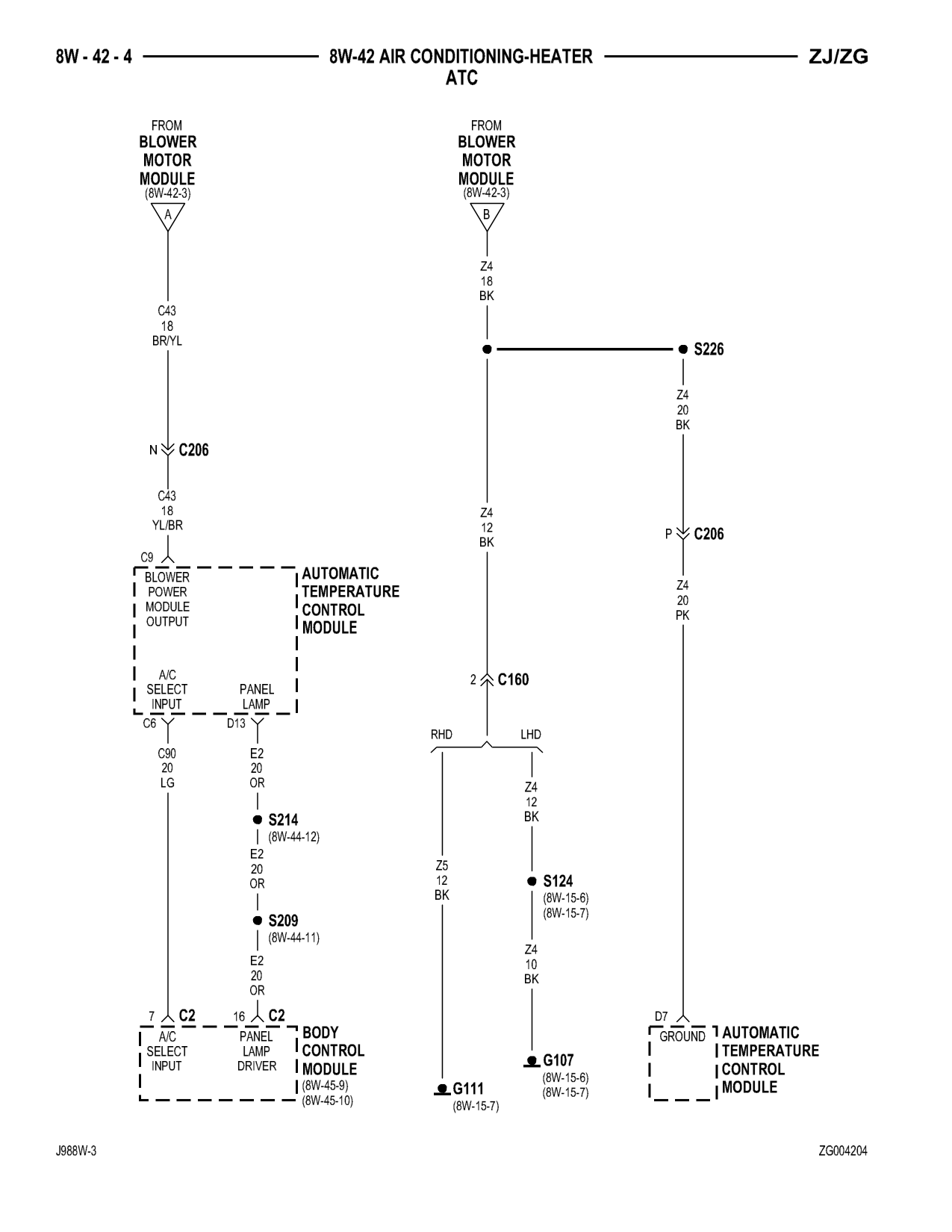 1998 Jeep Grand Cherokee ZJ Export Service Manual — page 716 wiring diagram