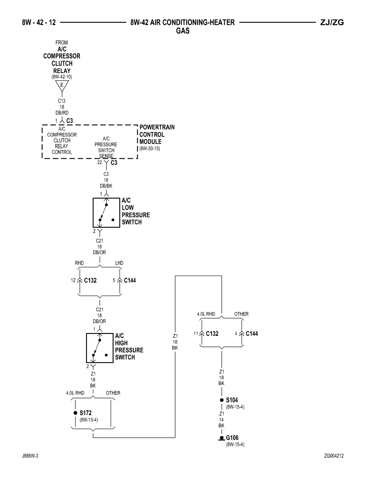 1998 Jeep Grand Cherokee ZJ Export Service Manual — page 724 wiring diagram