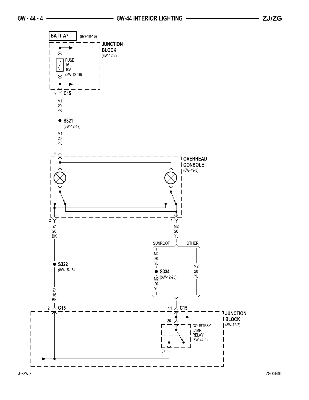 1998 Jeep Grand Cherokee ZJ Export Service Manual — page 734 wiring diagram