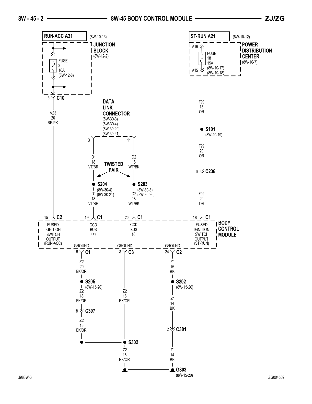 1998 Jeep Grand Cherokee ZJ Export Service Manual — page 746 wiring diagram
