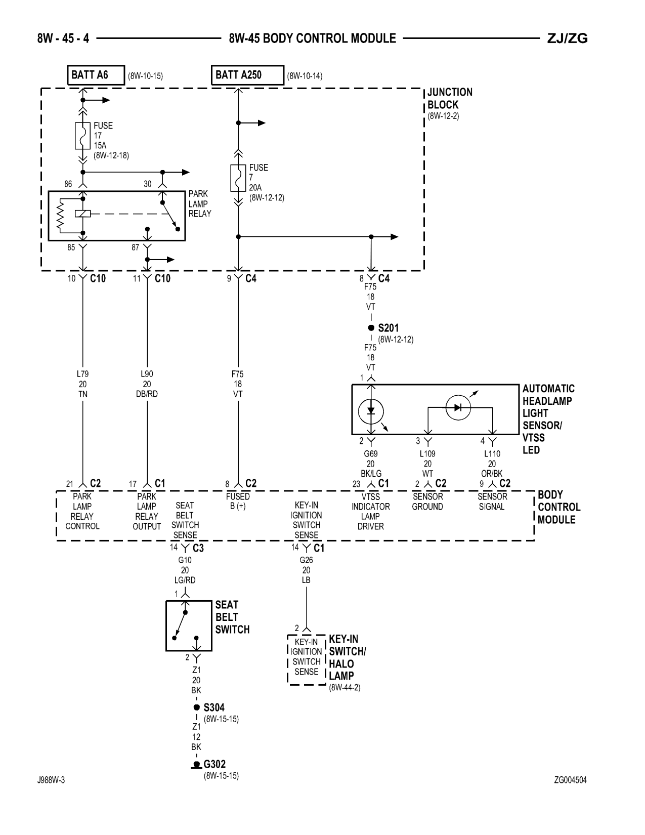 1998 Jeep Grand Cherokee ZJ Export Service Manual — page 748 wiring diagram