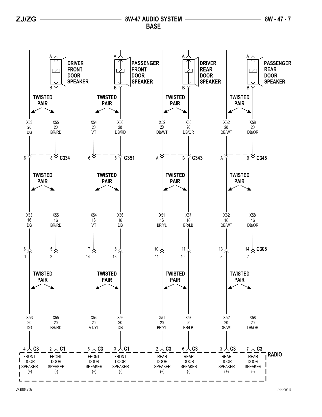 1998 Jeep Grand Cherokee ZJ Export Service Manual — page 769 wiring diagram