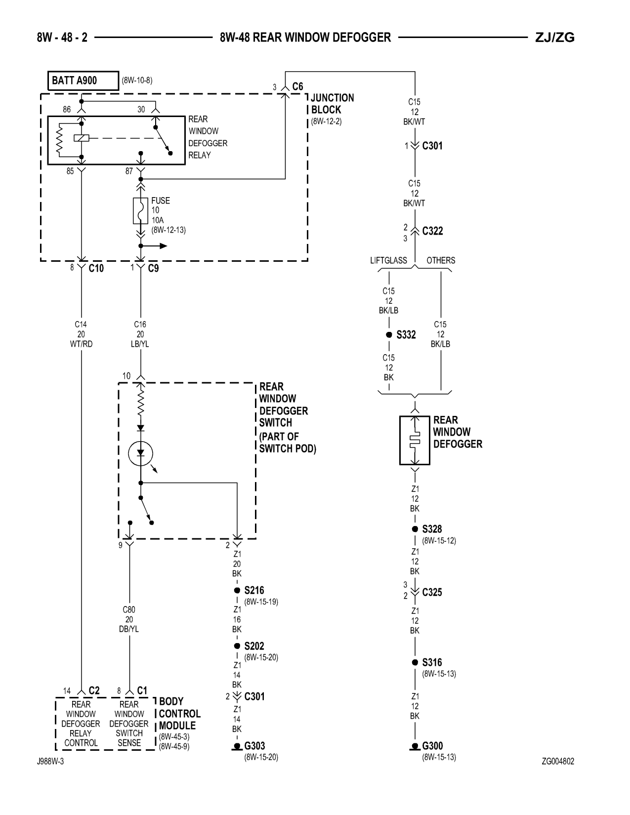 1998 Jeep Grand Cherokee ZJ Export Service Manual — page 776 wiring diagram