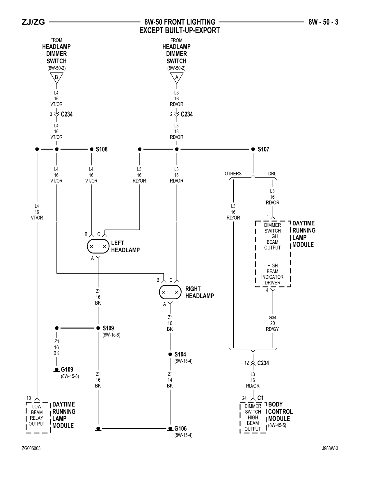 1998 Jeep Grand Cherokee ZJ Export Service Manual — page 783 wiring diagram