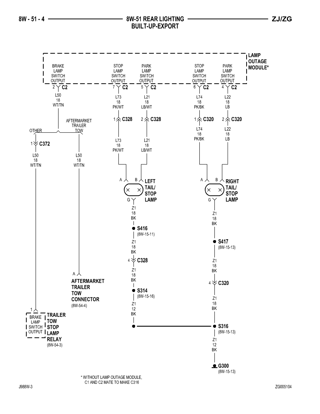 1998 Jeep Grand Cherokee ZJ Export Service Manual — page 796 wiring diagram