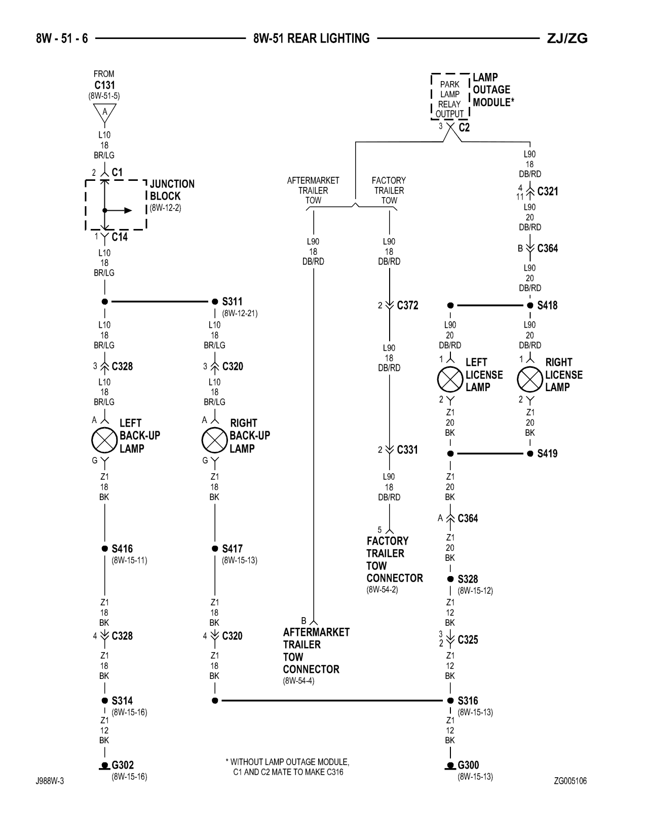 1998 Jeep Grand Cherokee ZJ Export Service Manual — page 798 wiring diagram