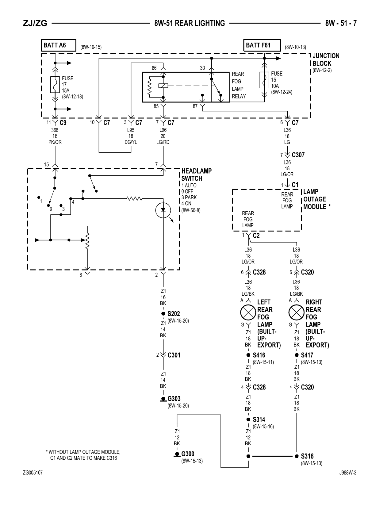 1998 Jeep Grand Cherokee ZJ Export Service Manual — page 799 wiring diagram