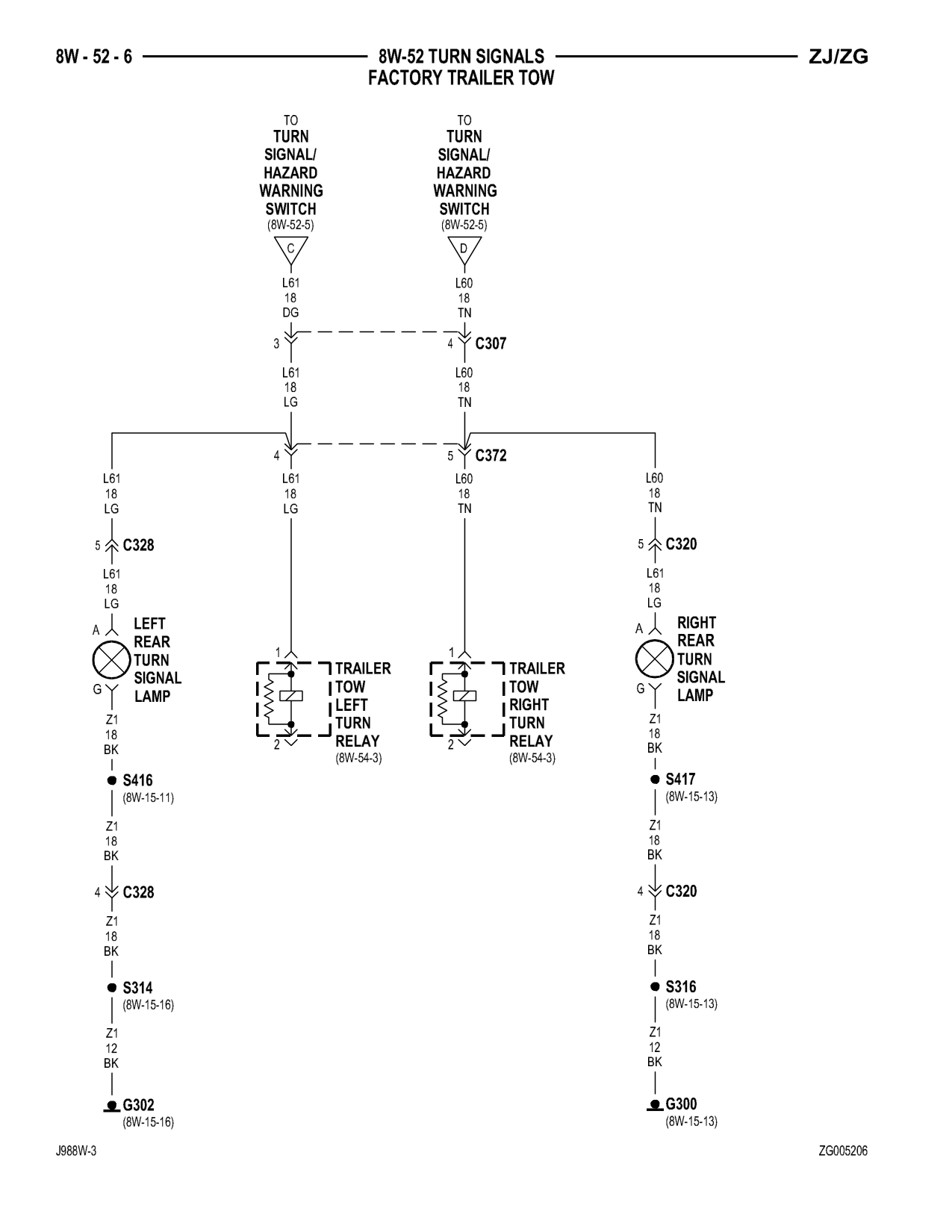 1998 Jeep Grand Cherokee ZJ Export Service Manual — page 806 wiring diagram