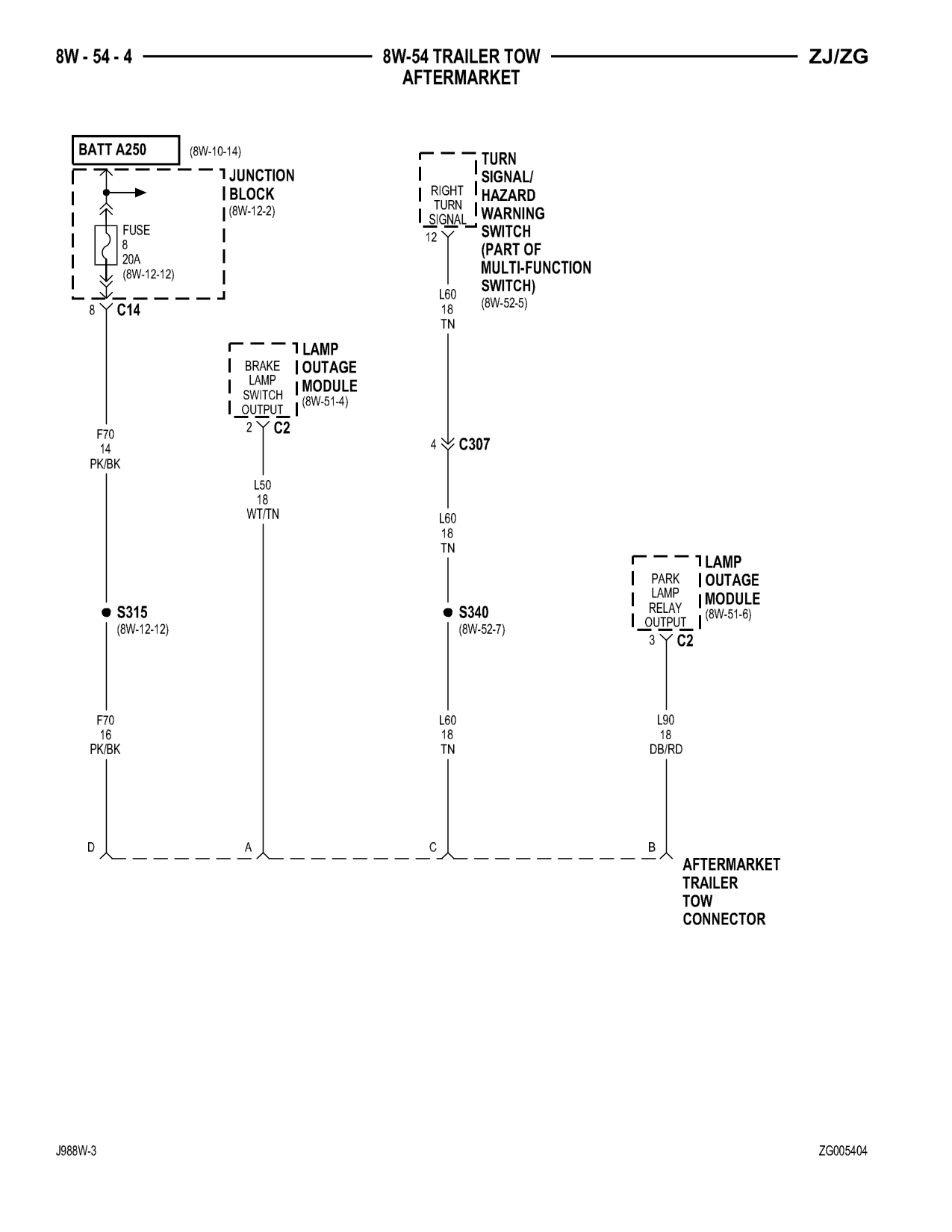 1998 Jeep Grand Cherokee ZJ Export Service Manual — page 818 wiring diagram