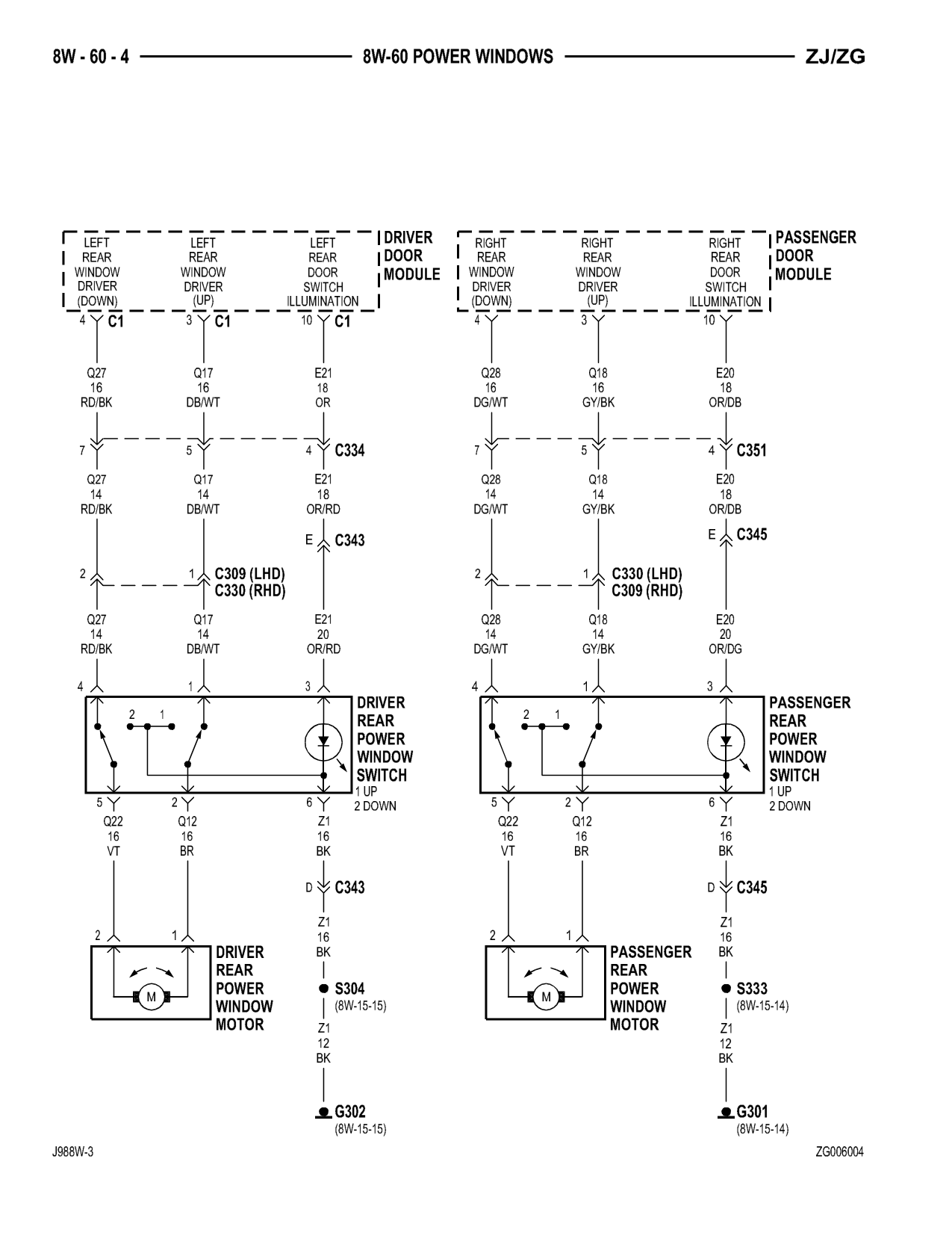 1998 Jeep Grand Cherokee ZJ Export Service Manual — page 822 wiring diagram