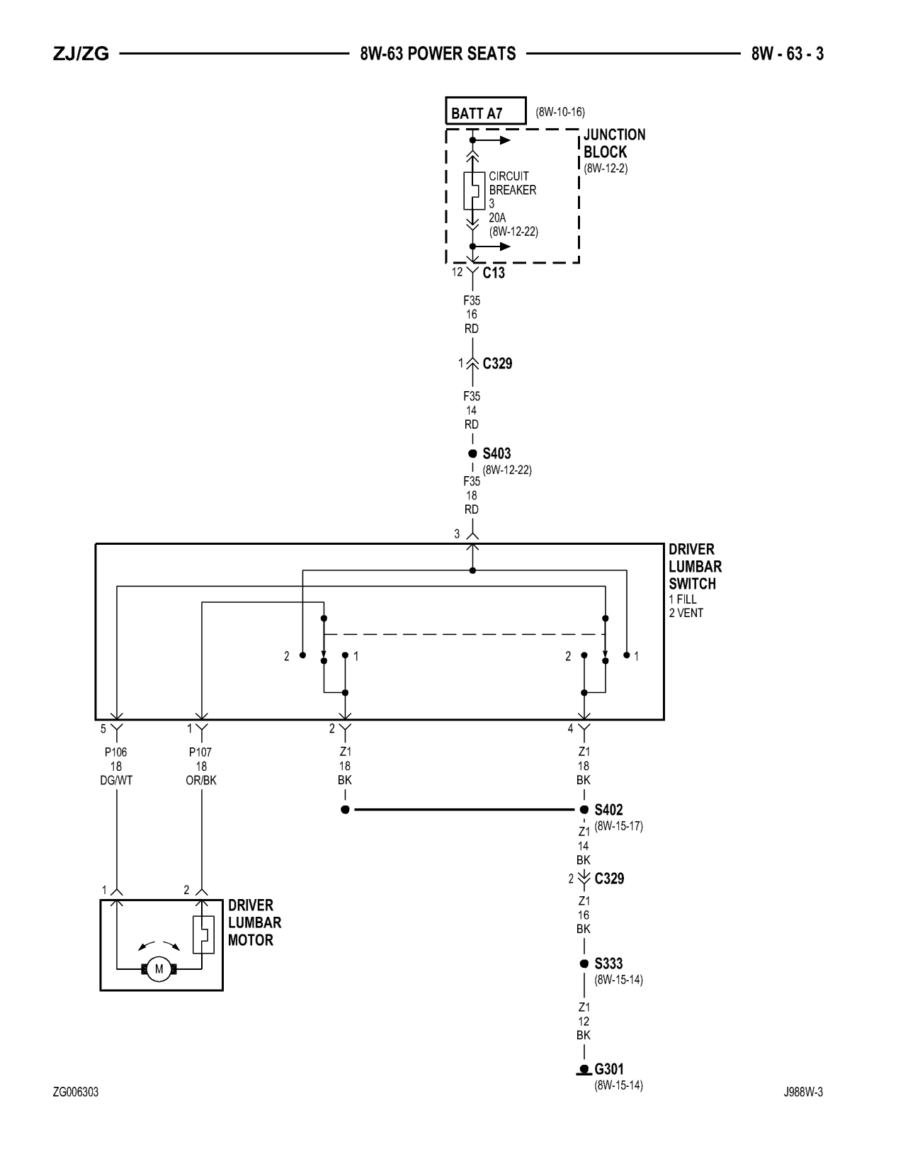 1998 Jeep Grand Cherokee ZJ Export Service Manual — page 835 wiring diagram