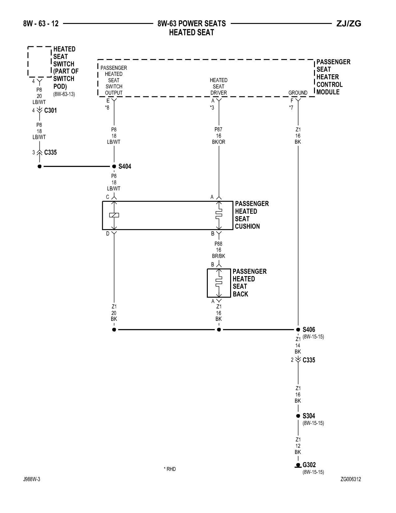 1998 Jeep Grand Cherokee ZJ Export Service Manual — page 844 wiring diagram