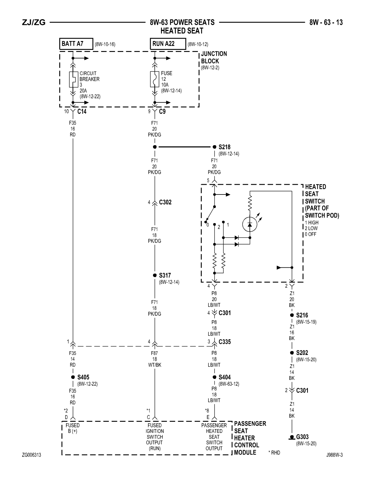 1998 Jeep Grand Cherokee ZJ Export Service Manual — page 845 wiring diagram