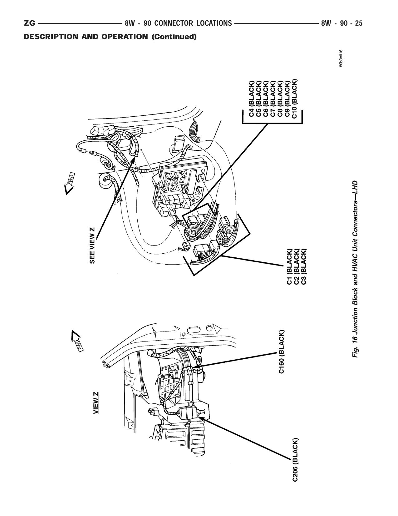 1998 Jeep Grand Cherokee ZJ Export Service Manual — page 971 wiring diagram