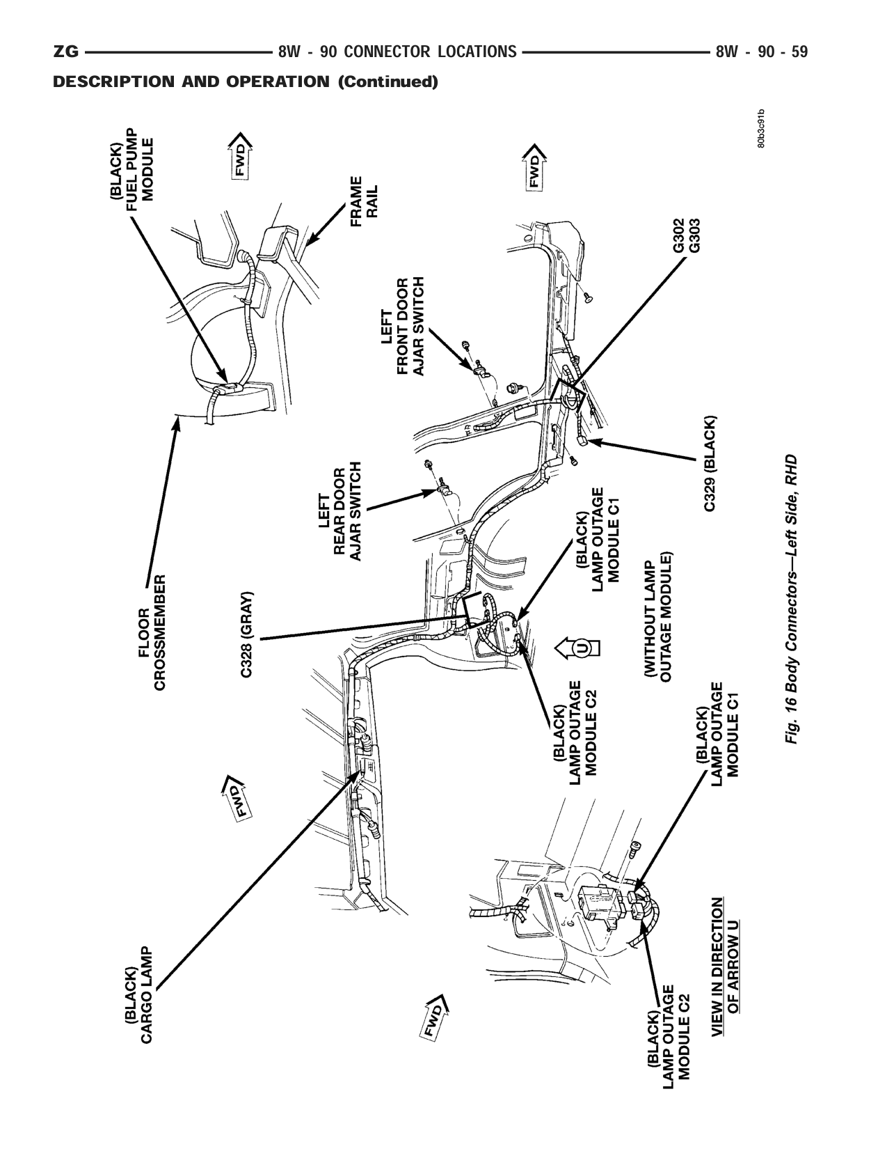 1998 Jeep Grand Cherokee ZJ Export Service Manual — page 1005 wiring diagram