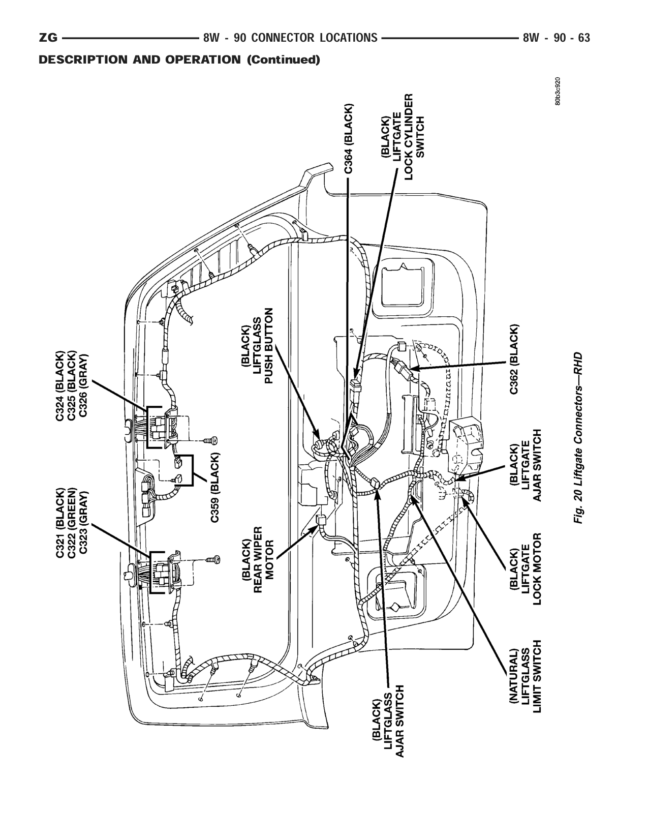 1998 Jeep Grand Cherokee ZJ Export Service Manual — page 1009 wiring diagram