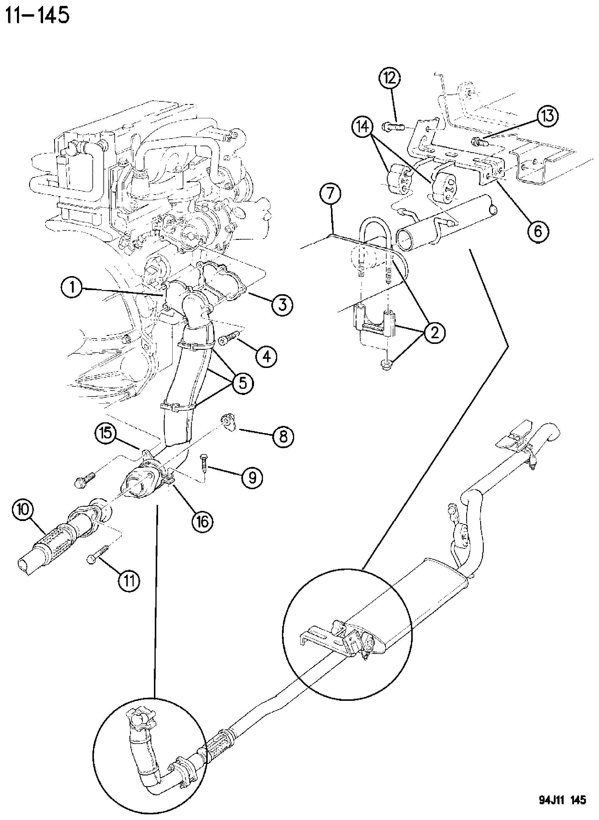 Exploded view: EXHAUST SYSTEM 2.5L DIESEL ENGINE ZG BODY (1 OF 2)