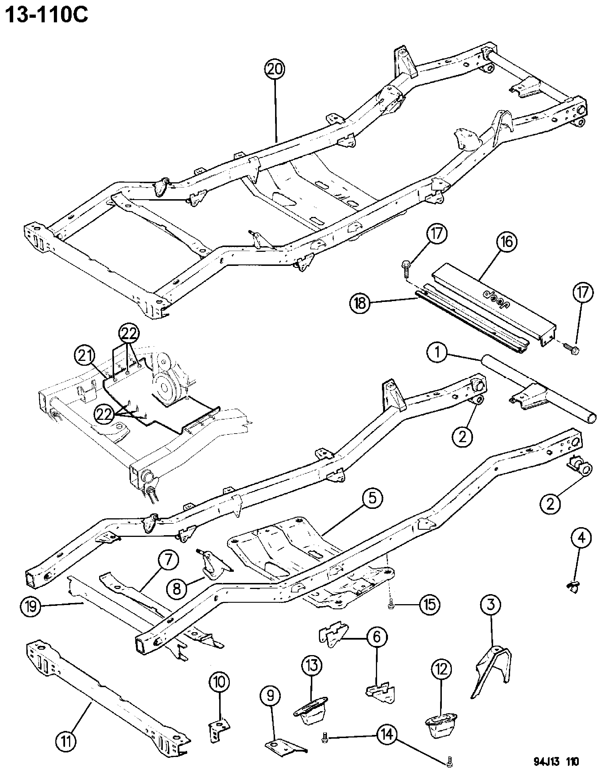 Exploded view: FRAME YJ BODY