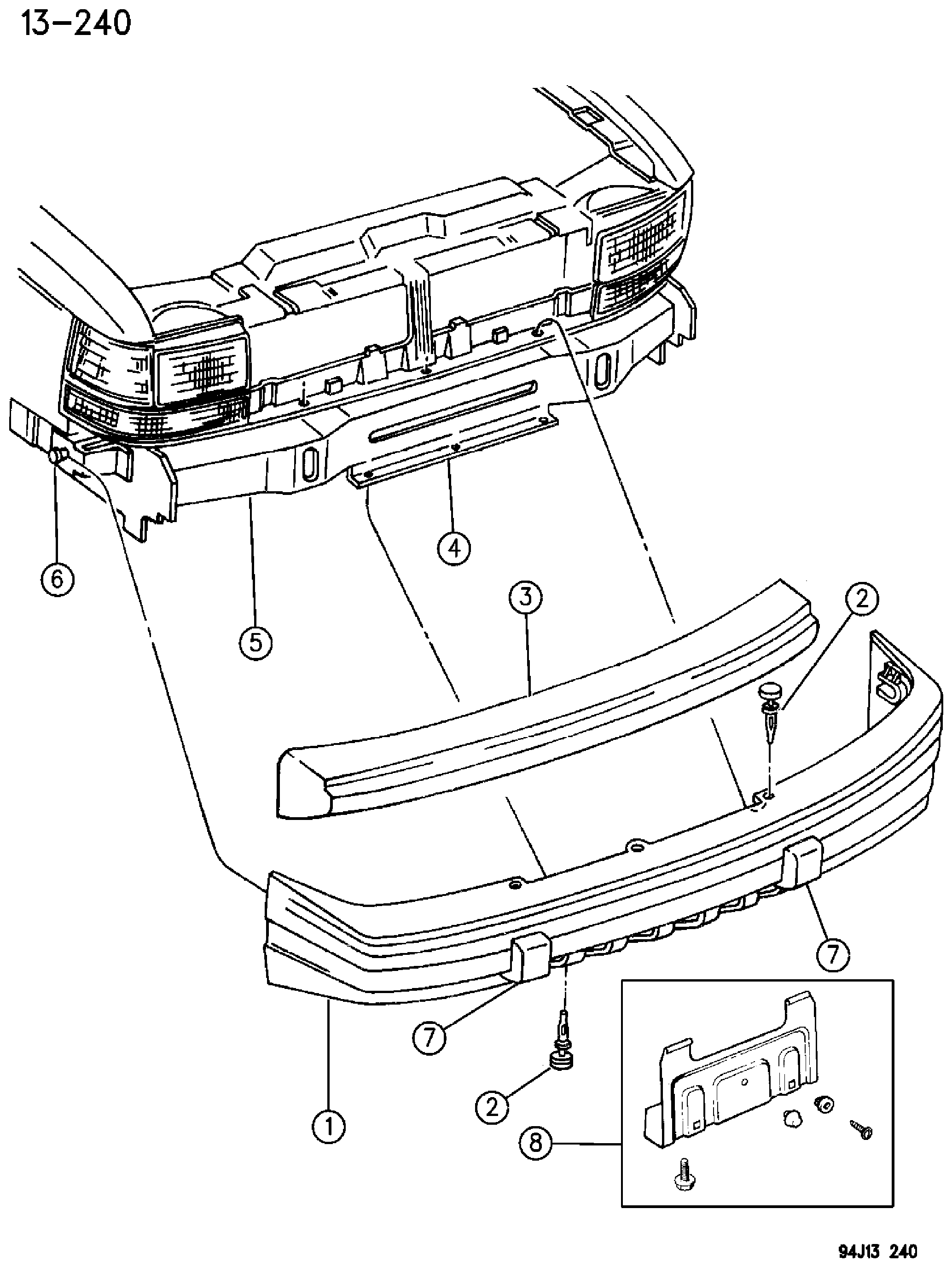 Exploded view: BUMPER, FRONT ZJ, ZG BODY