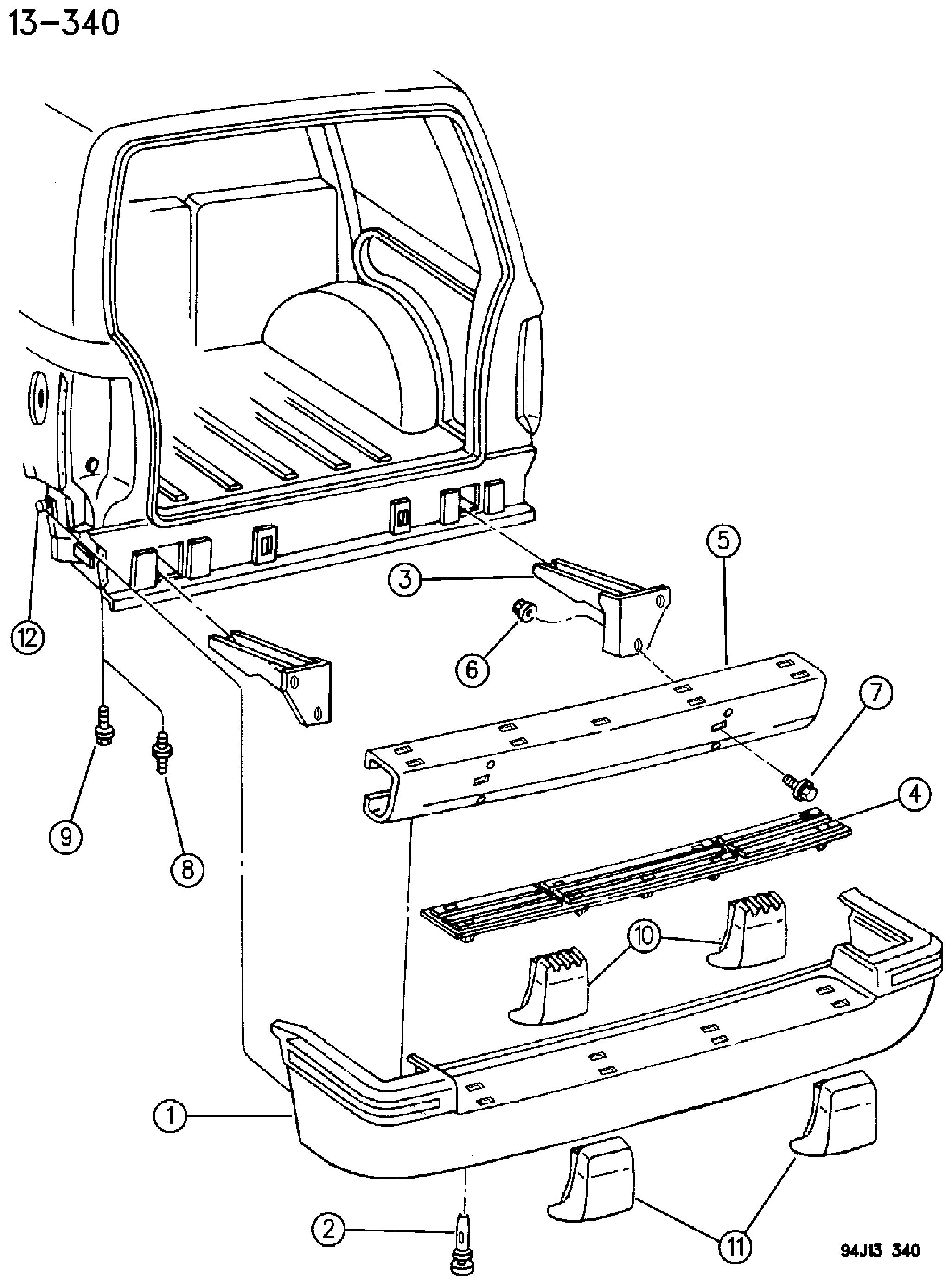 Exploded view: BUMPER, REAR ZJ, ZG BODY