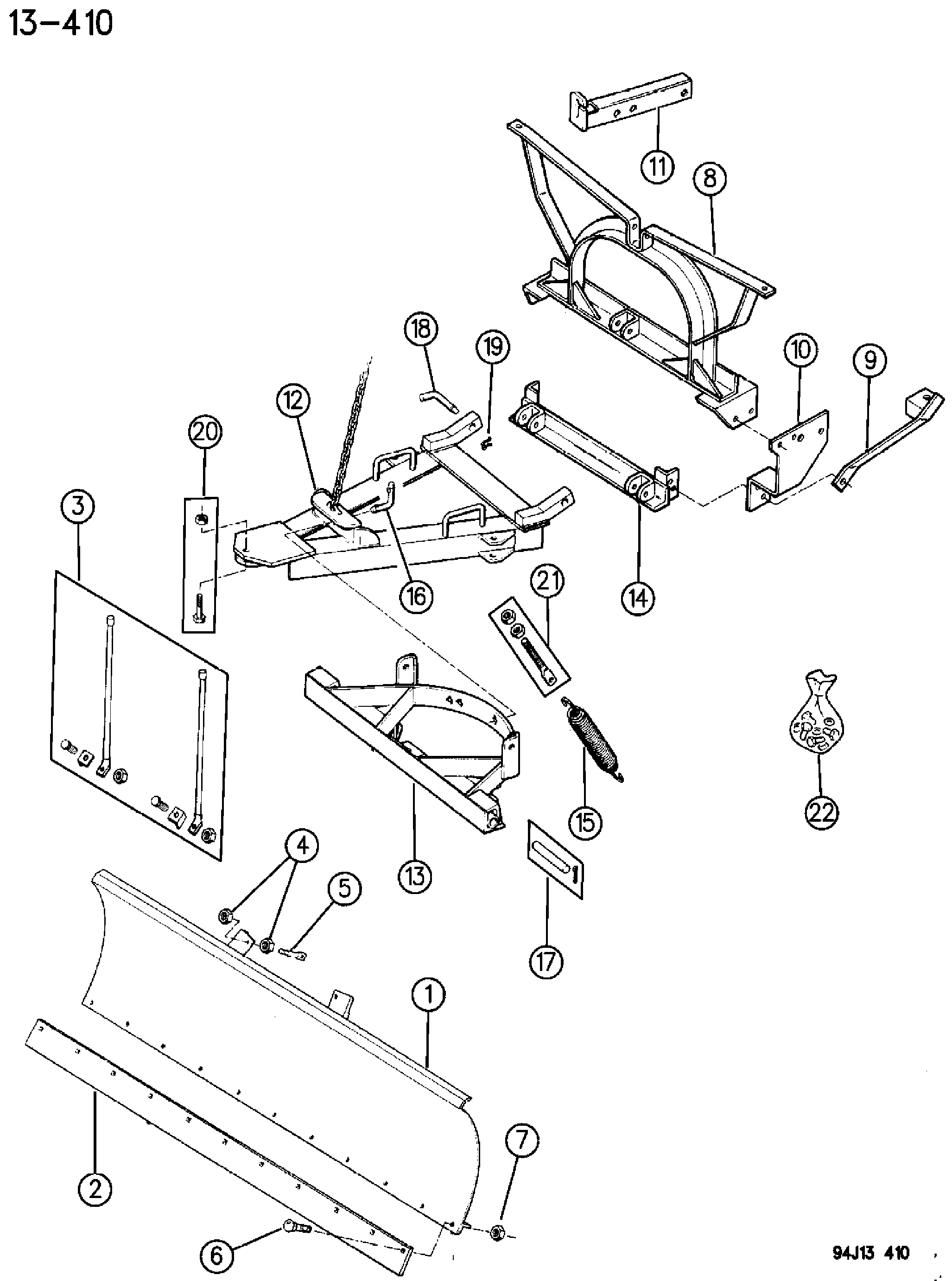 Exploded view: SNOWPLOW YJ BODY