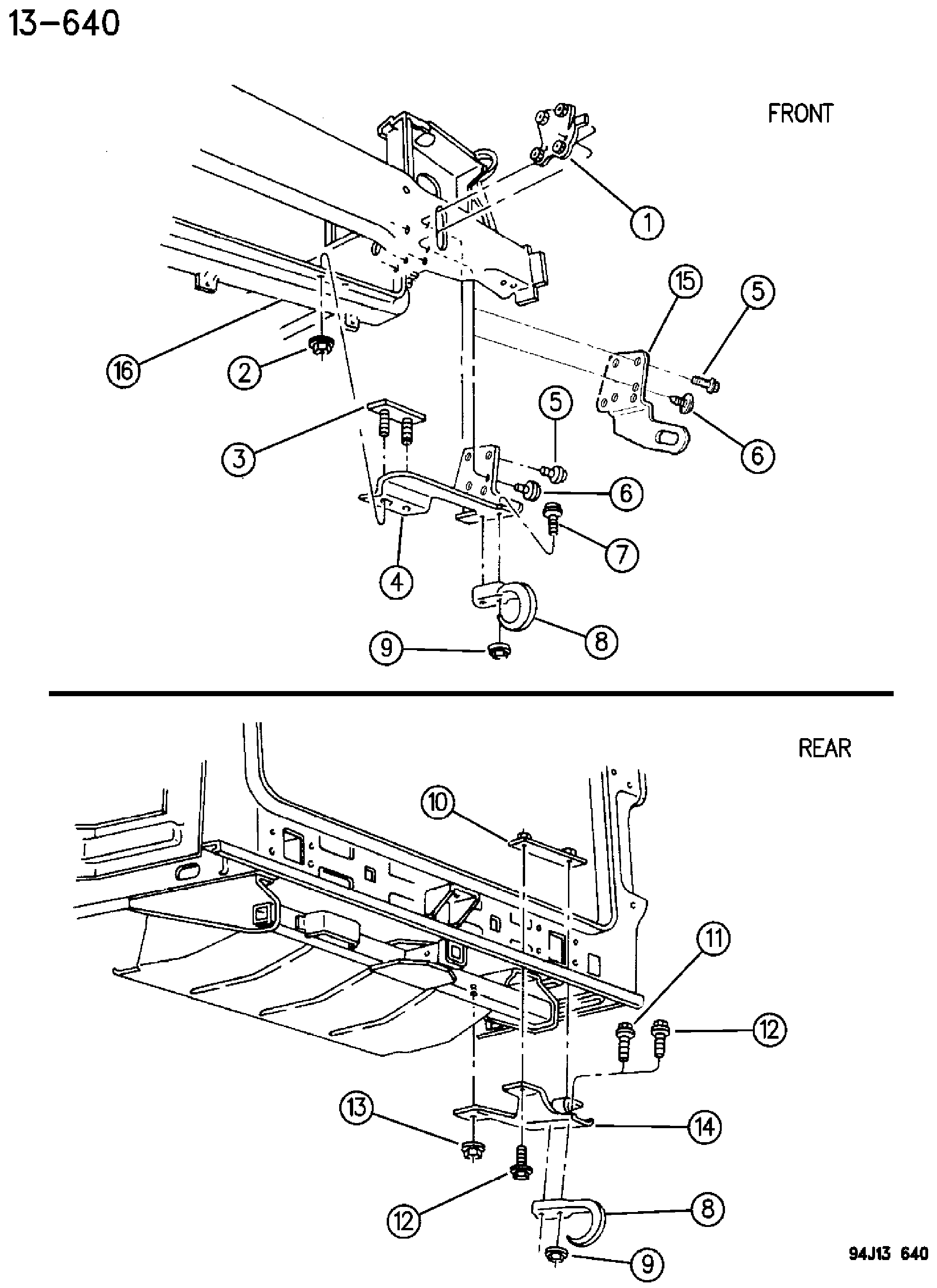 Exploded view: TOW HOOKS ZJ, ZG BODY