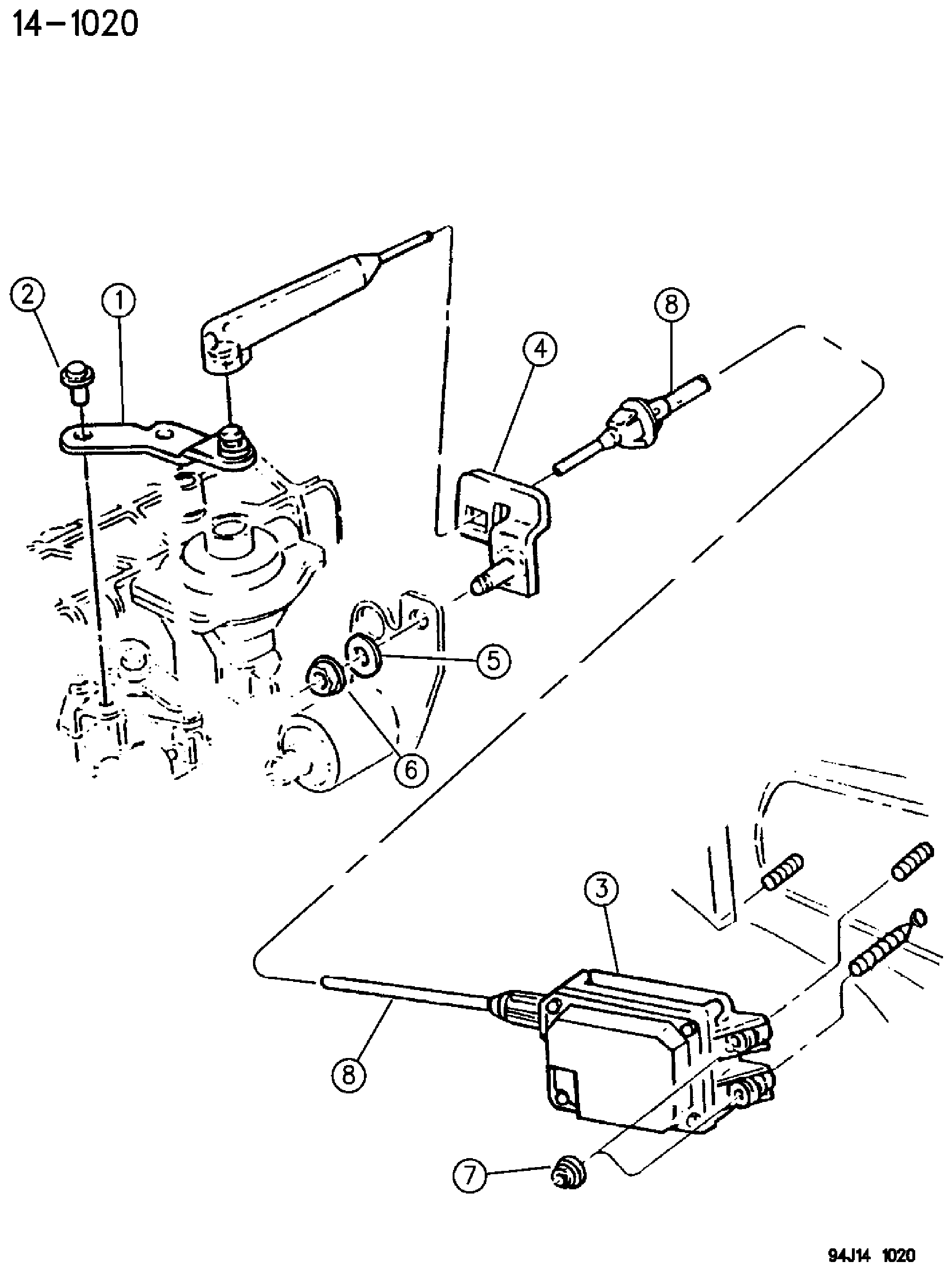 Exploded view: SPEED CONTROL 2.1L DIESEL ENGINE XJ BODY