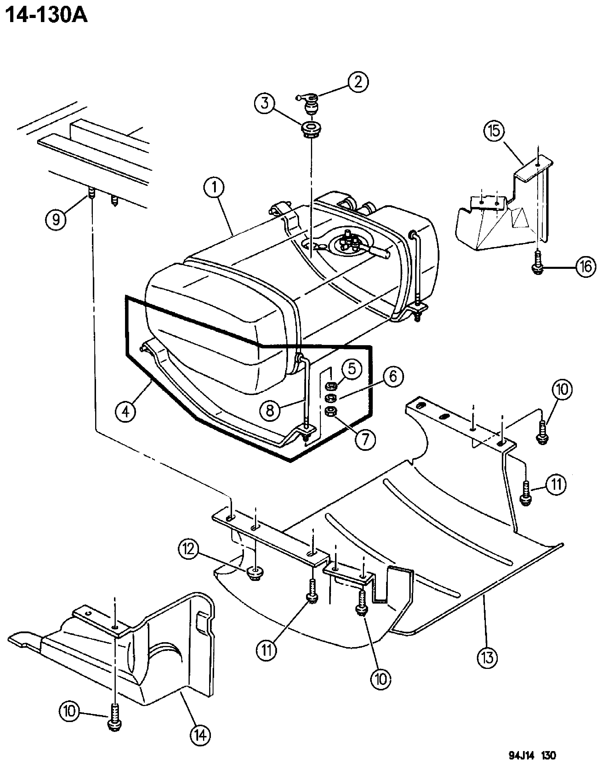 Exploded view: FUEL TANK ZJ BODY