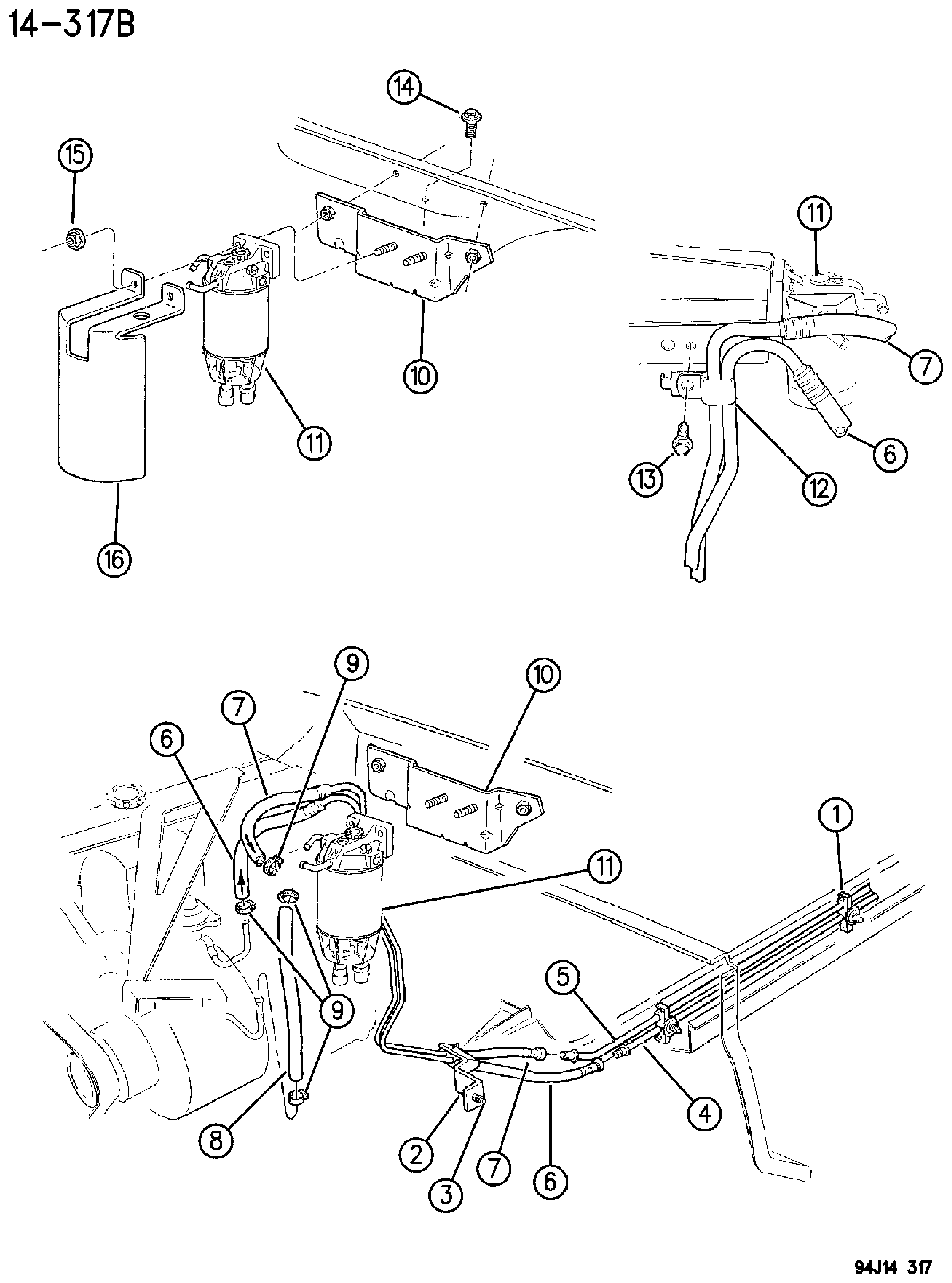 Exploded view: FUEL LINES, FRONT 2.5L DIESEL ENGINE ZG BODY