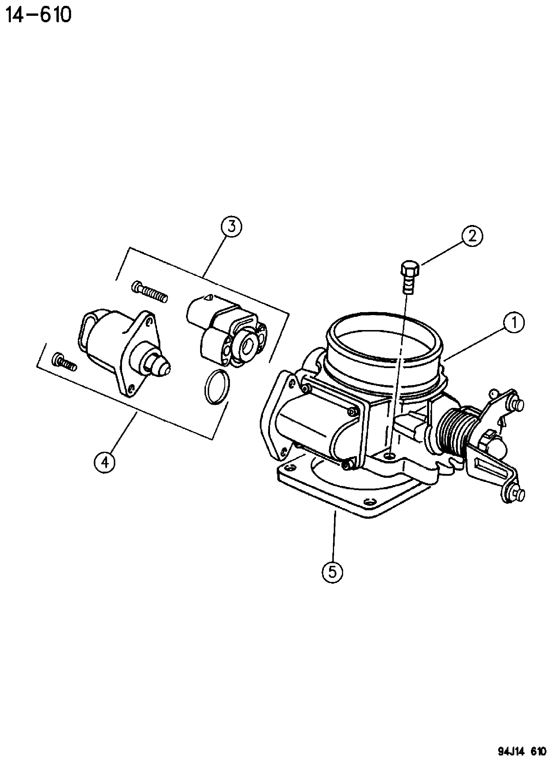 Exploded view: THROTTLE BODY YJ, XJ, ZJ BODY