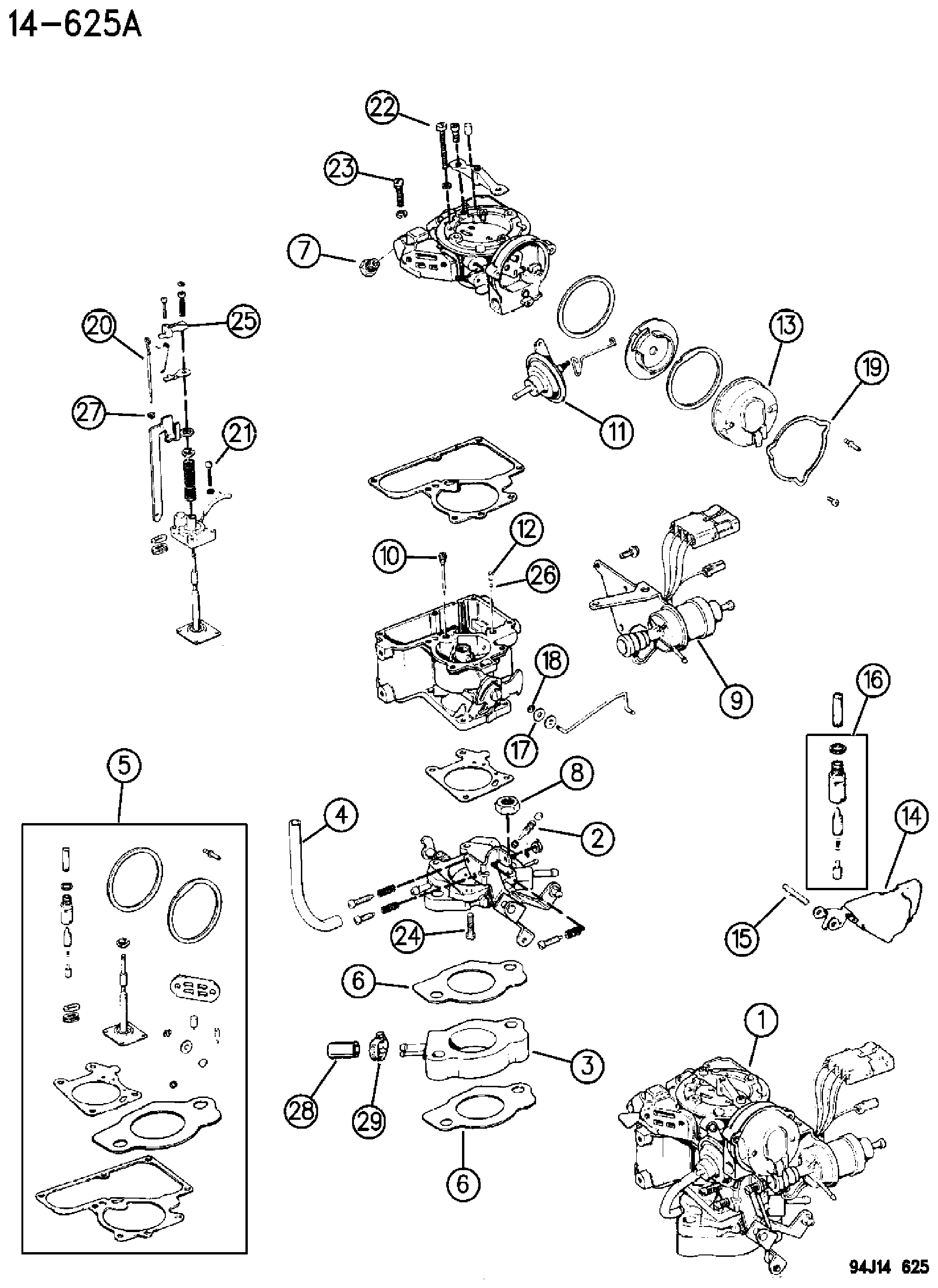 Exploded view: CARBURETOR 2.5L ENGINE X1 BODY