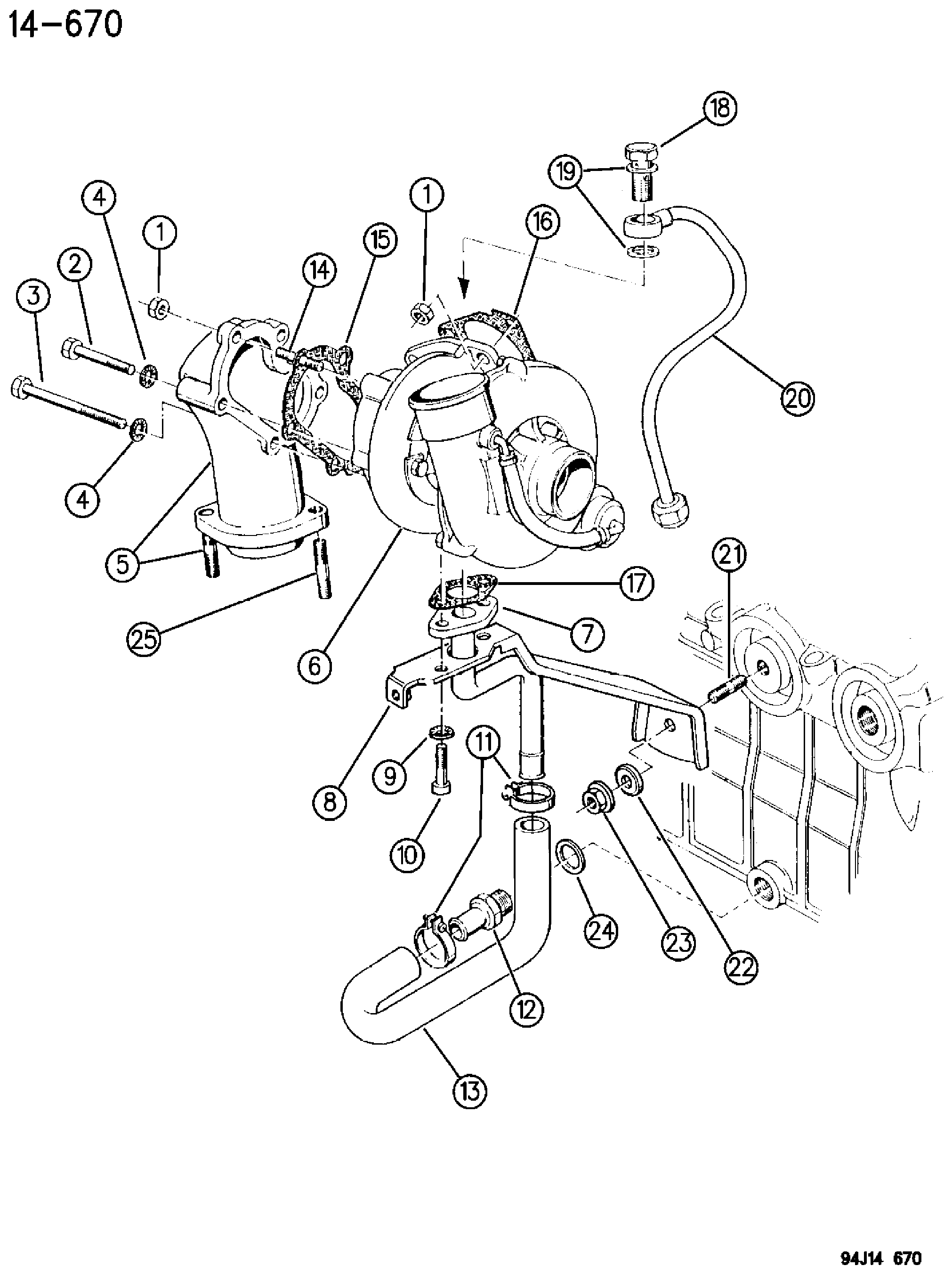 Exploded view: TURBOCHARGER 2.5L DIESEL ENGINE ZG BODY