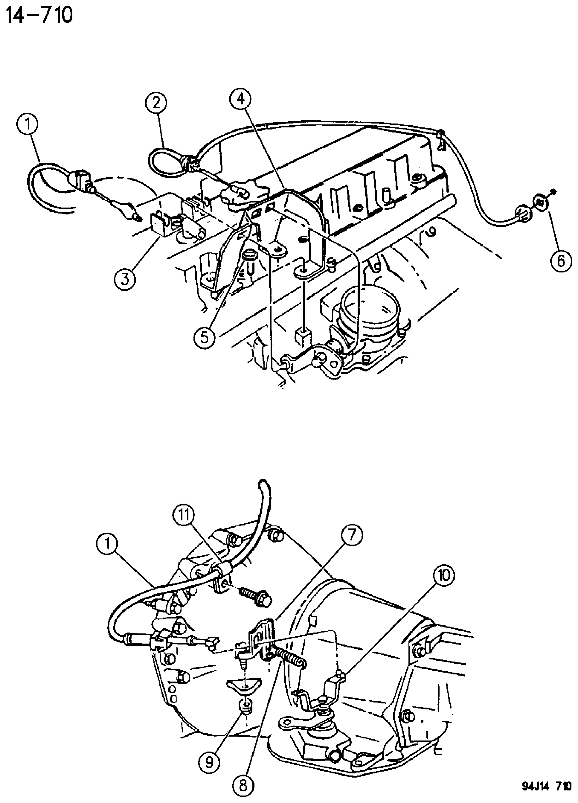 Exploded view: THROTTLE CONTROLS YJ BODY